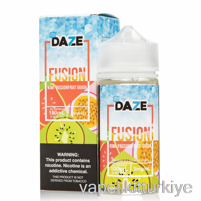 Vape Kalem Vape Mate Buzlu Kivi çarkıfelek Meyvesi Guava - 7 Daze Fusion - 100ml 0mg